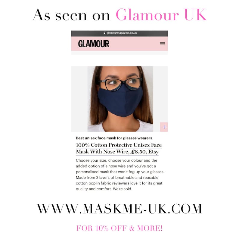 Best Face Mask For Glasses - Reusable Anti-fog Face Mask - 100% Cotton Protective Unisex Face Mask UK - Nose Wire For Glasses Wearers 2025