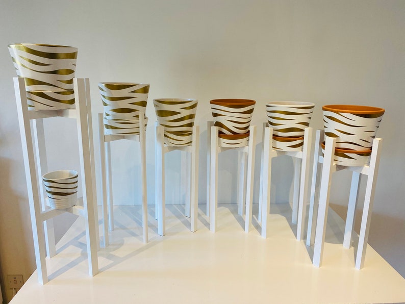 Handmade Solid Wood Plant Stand, Modern Home Decor, UK Made (50-70cm)