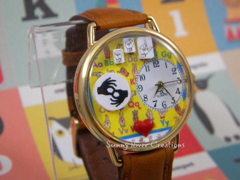 American Sign Language Interpreter Watch or I Love You ASL Watch, gift