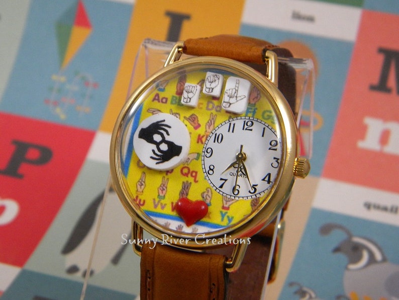American Sign Language Interpreter Watch or I Love You ASL Watch, gift