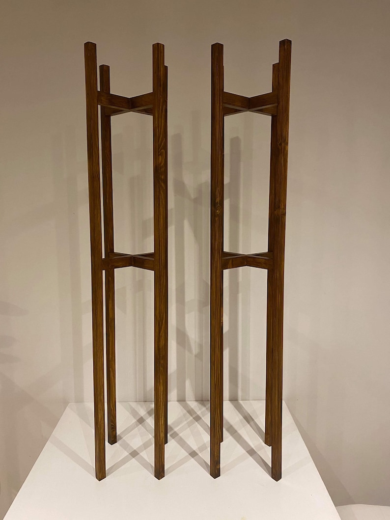 Plant pot Stand wooden stand in dark oak Planter holder in Solid Wood hand Painted Hand Made UK wood display in many size and colors
