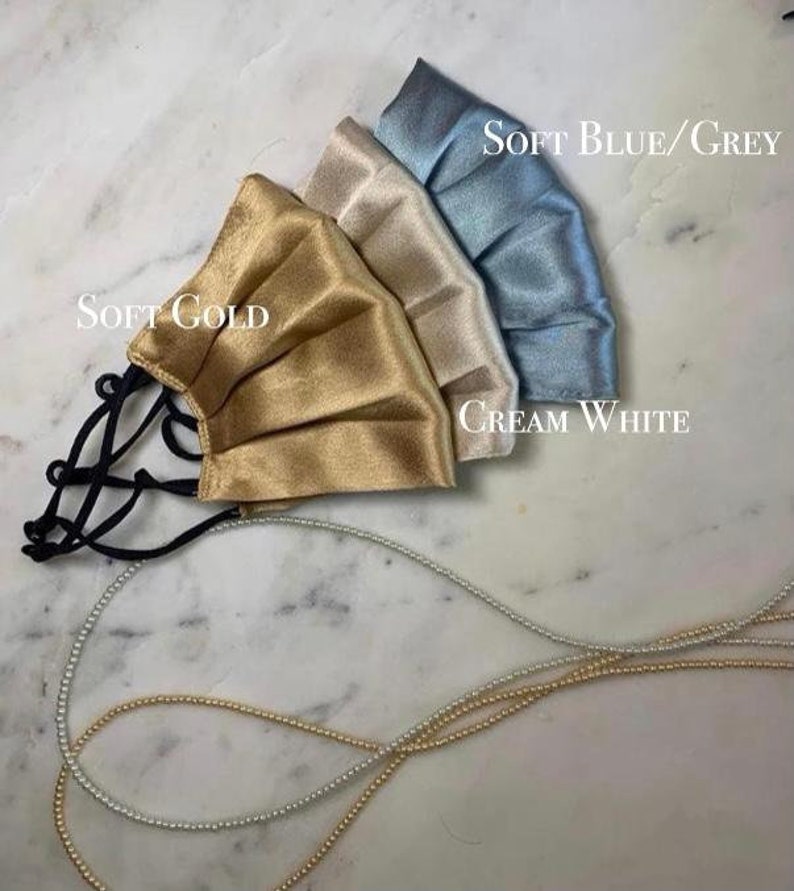 100% Mulberry Wedding Mask - Satin Silk Face Mask - Adjustable - Free Shipping - Soft face mask - facemask - Double Layered Mask - Wedding