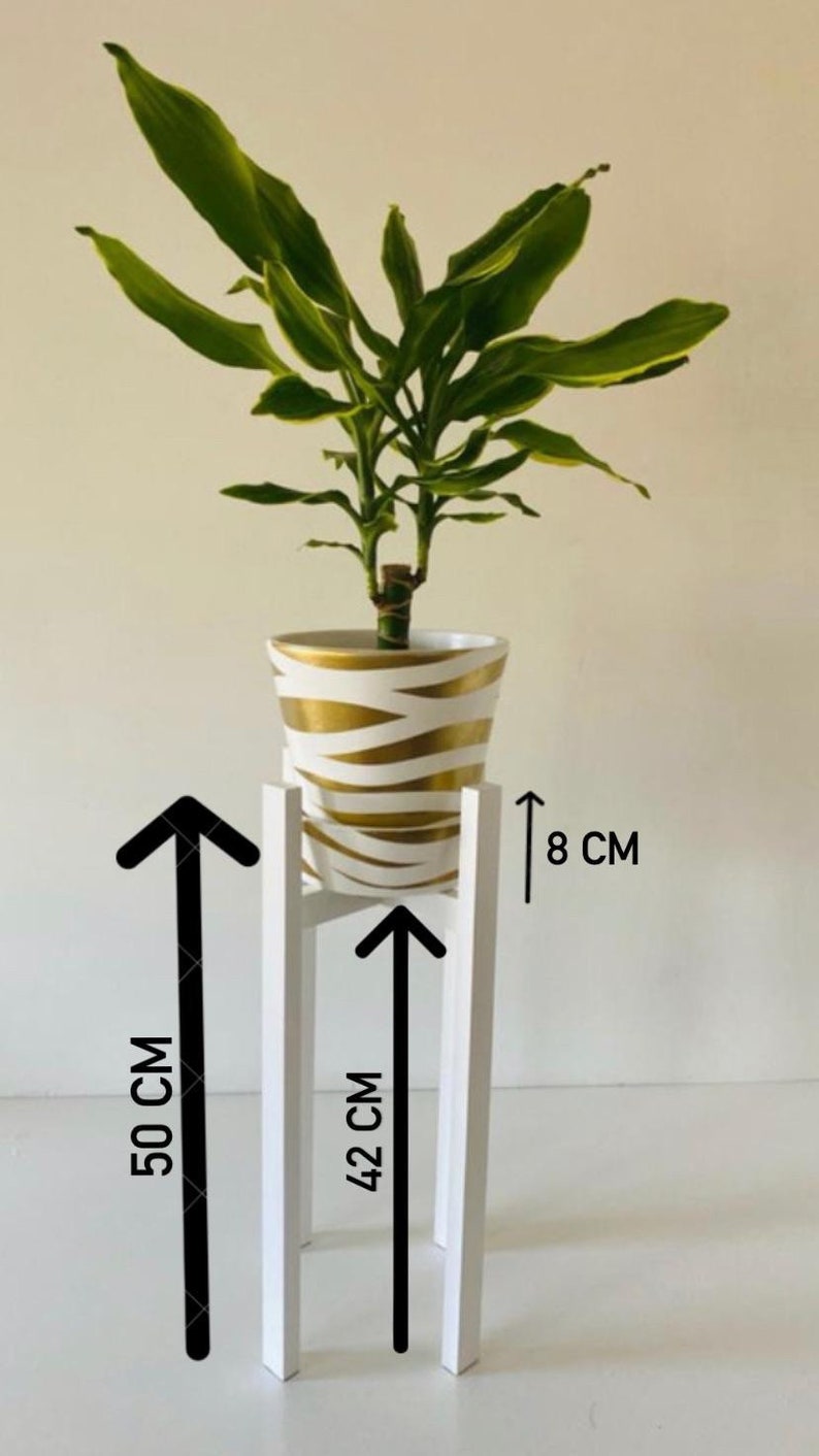 Handmade Solid Wood Plant Stand, Modern Home Decor, UK Made (50-70cm)