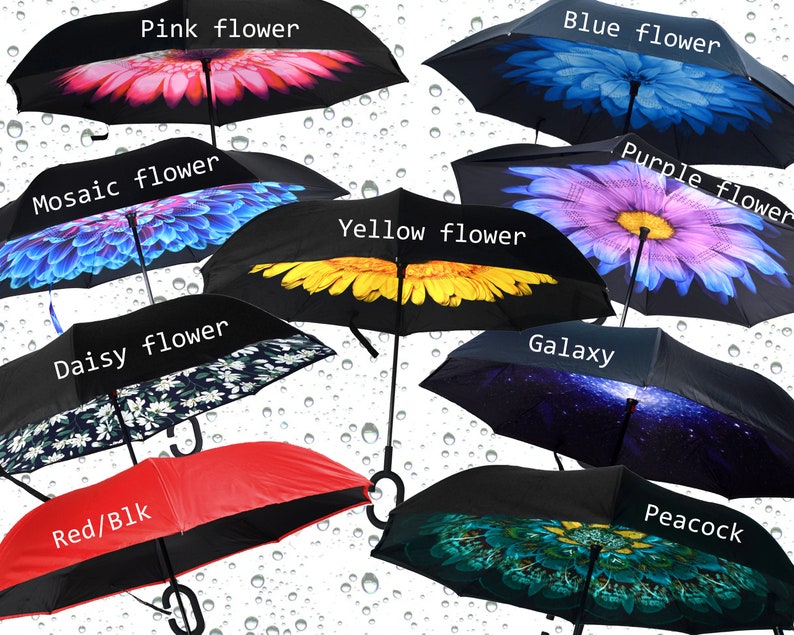 Personalized Inverted Umbrella, Monogram C-Handle, Teacher Gift