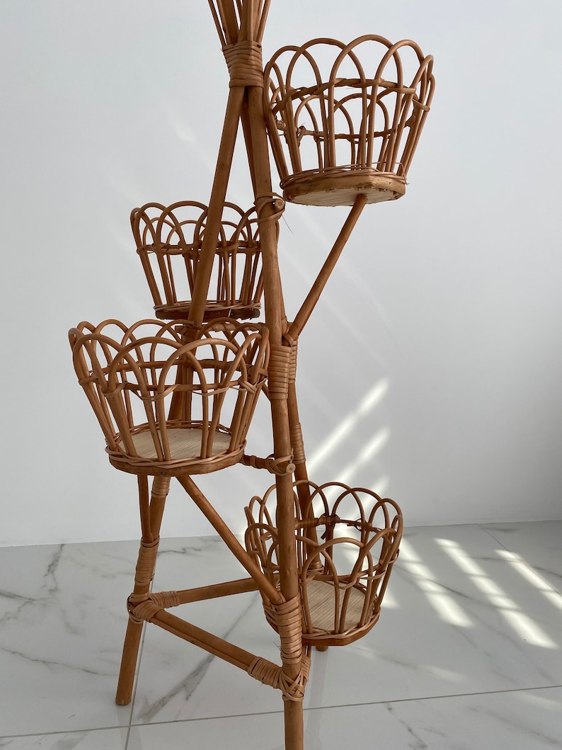 Handmade Wicker Plant Stand, 5 Tier Natural Vine Planter
