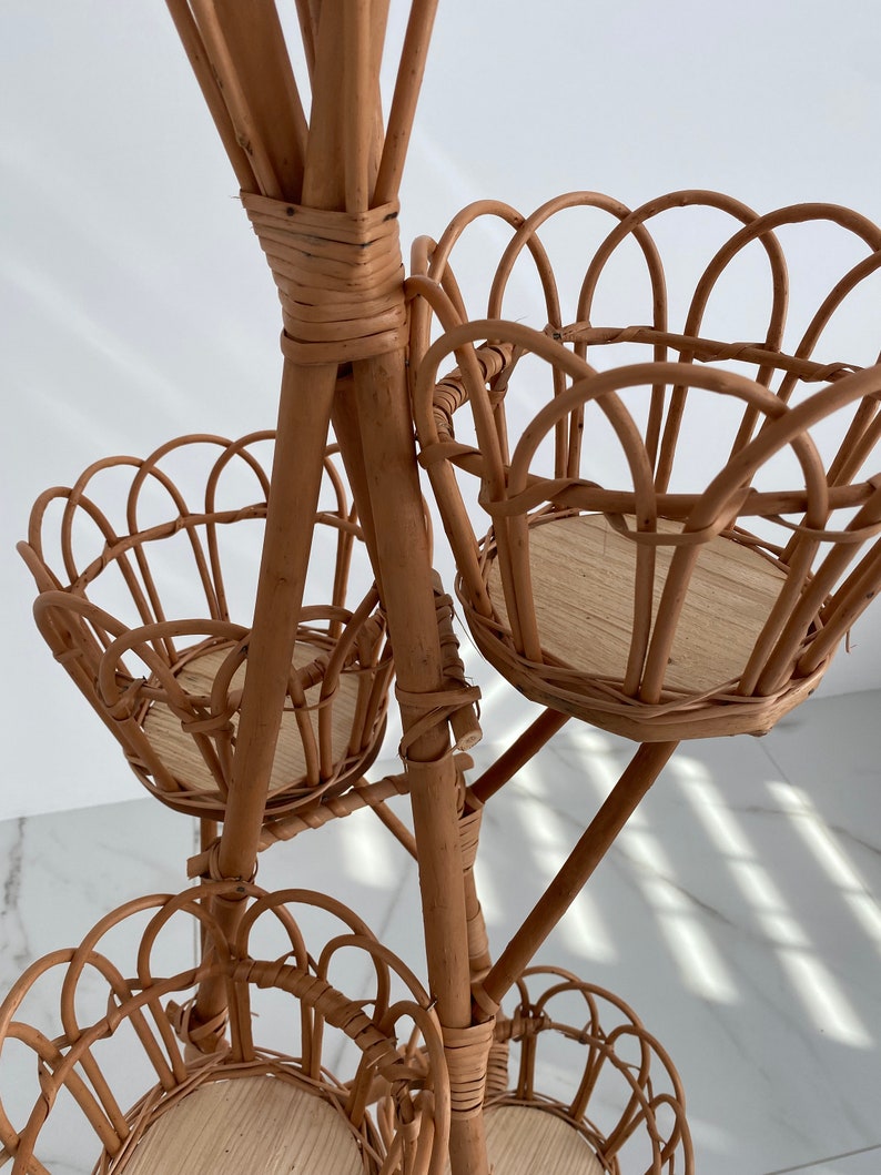 Handmade Wicker Plant Stand, 5 Tier Natural Vine Planter