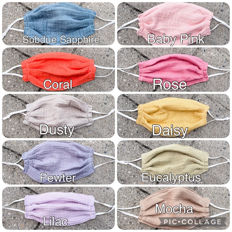 100% Cotton Organic Face Mask - super soft and comfortable! Lightweight muslin mask - anti-fog mask - summer - stylish mask