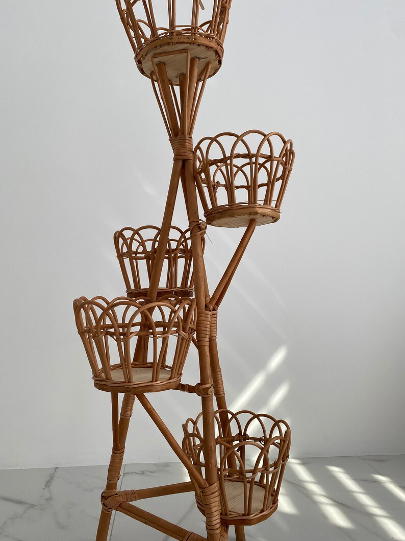 Handmade Wicker Plant Stand, 5 Tier Natural Vine Planter