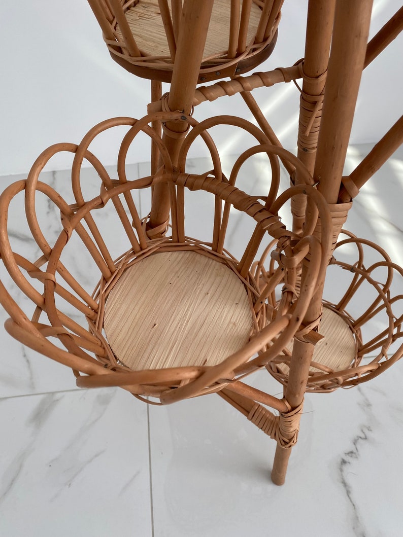 Handmade Wicker Plant Stand, 5 Tier Natural Vine Planter