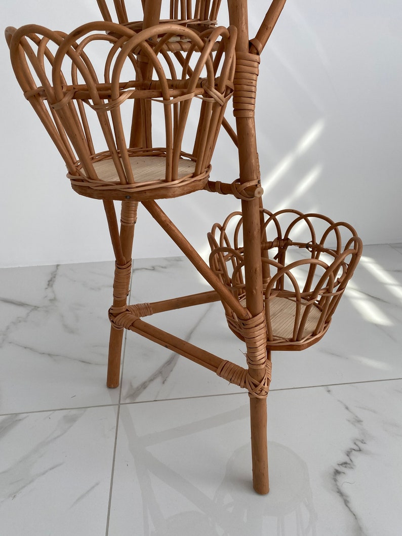 Handmade Wicker Plant Stand, 5 Tier Natural Vine Planter