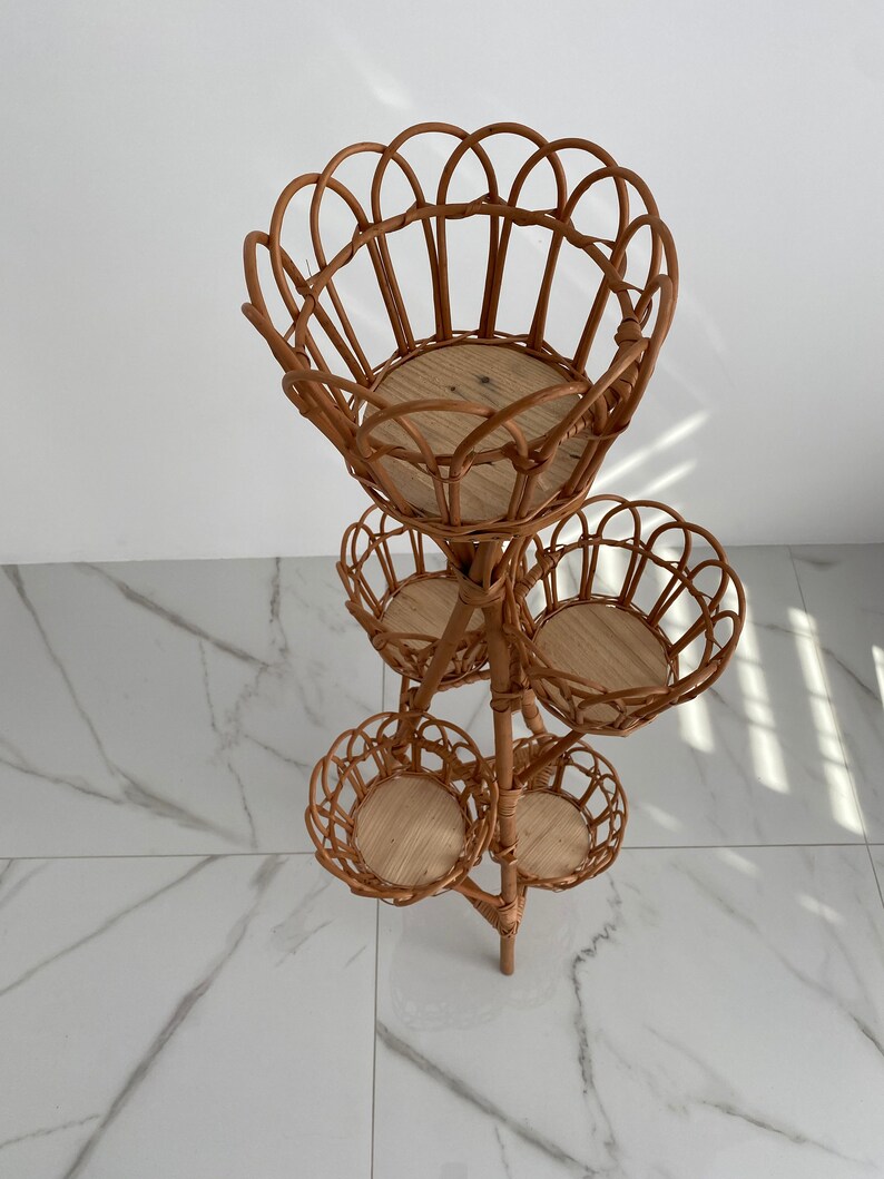 Handmade Wicker Plant Stand, 5 Tier Natural Vine Planter