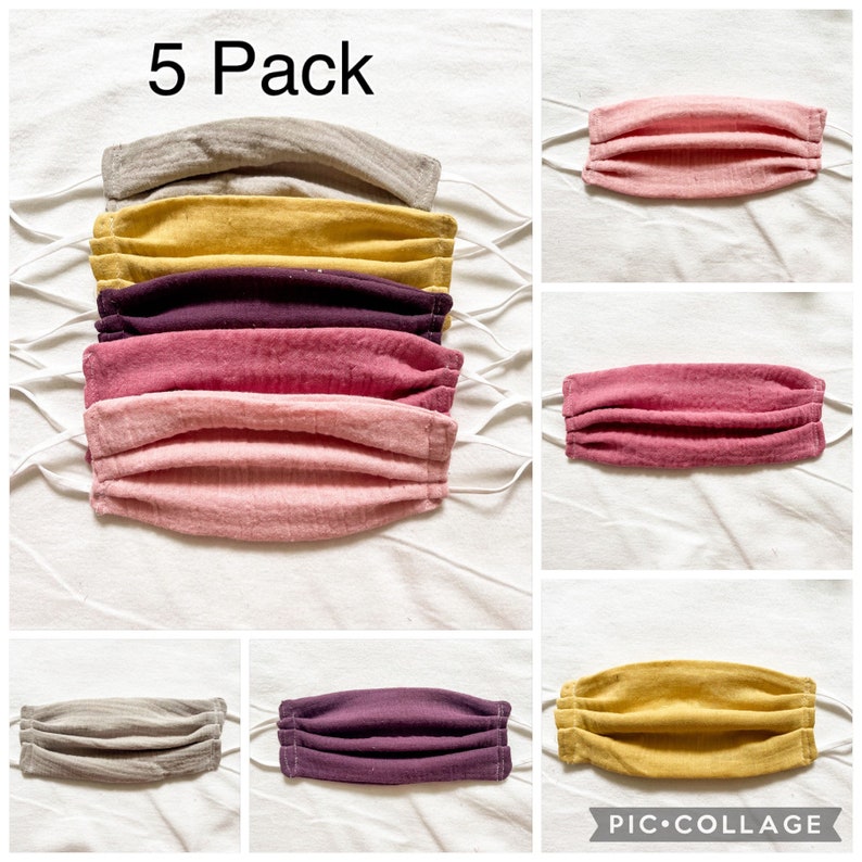 100% Cotton Organic Face Mask - super soft and comfortable! Lightweight muslin mask - anti-fog mask - summer - stylish mask