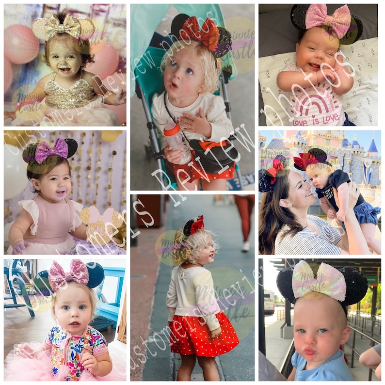 Rapunzell Minnie Ears, MickeyEar for Babies, Tangle Mouse Ears Elastic Headband, Toddler Flowers Sun Crown Mouse Ears, Adjustable Headband