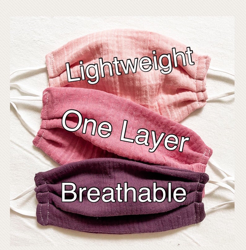 100% Cotton Organic Face Mask - super soft and comfortable! Lightweight muslin mask - anti-fog mask - summer - stylish mask