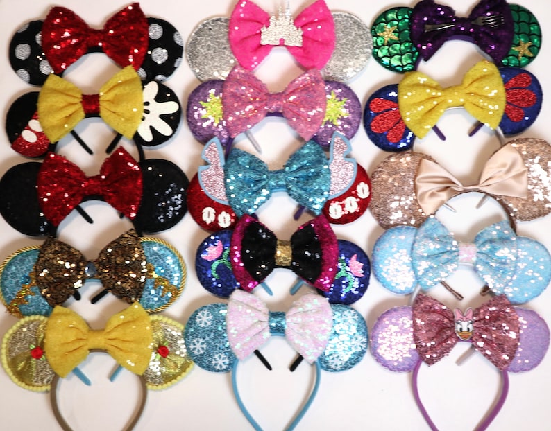 Princess Ears, mouse Ears, Princess headband, Cosplay headband, Shiny Bows Mouse Ears Glitter Party Princess Decoration Cosplay Costume