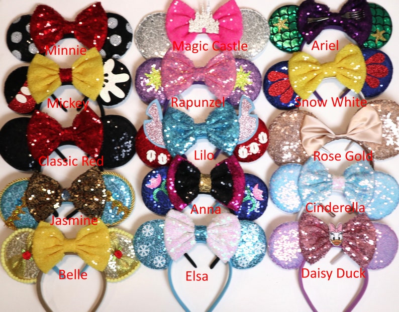 Princess Ears, mouse Ears, Princess headband, Cosplay headband, Shiny Bows Mouse Ears Glitter Party Princess Decoration Cosplay Costume