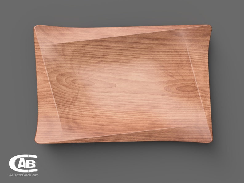 Elegant Wooden Bowl – Rectangular Design – Unique 3D Model for CNC & 3D Printing
