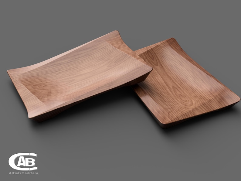 Elegant Wooden Bowl – Rectangular Design – Unique 3D Model for CNC & 3D Printing
