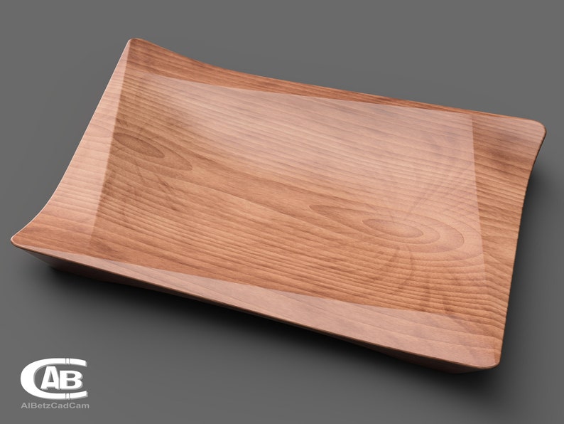 Elegant Wooden Bowl – Rectangular Design – Unique 3D Model for CNC & 3D Printing

