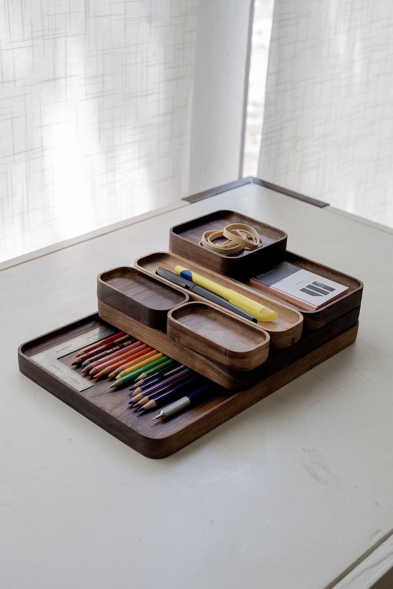 Solid White Oak MØD Desk Tray: Modular Valet/Jewelry Tray
