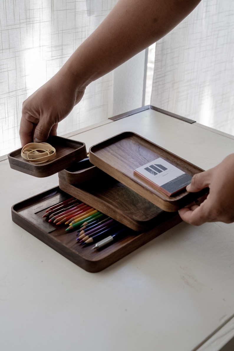 Solid White Oak MØD Desk Tray: Modular Valet/Jewelry Tray
