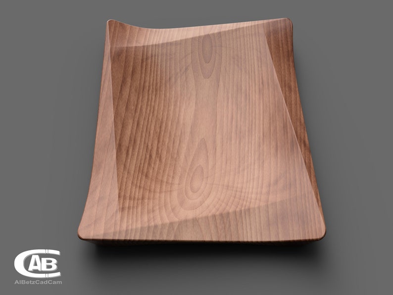 Elegant Wooden Bowl – Rectangular Design – Unique 3D Model for CNC & 3D Printing
