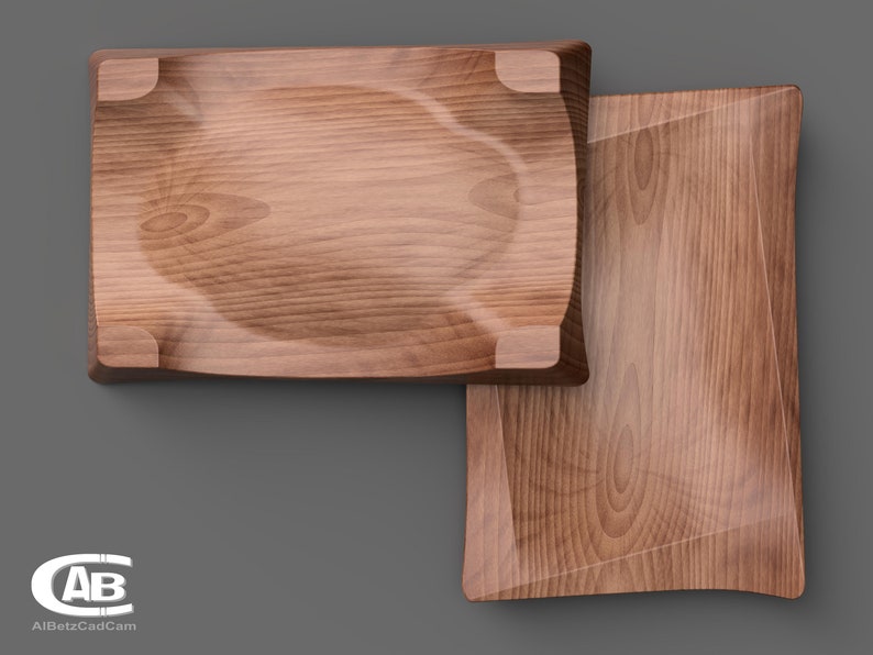 Elegant Wooden Bowl – Rectangular Design – Unique 3D Model for CNC & 3D Printing
