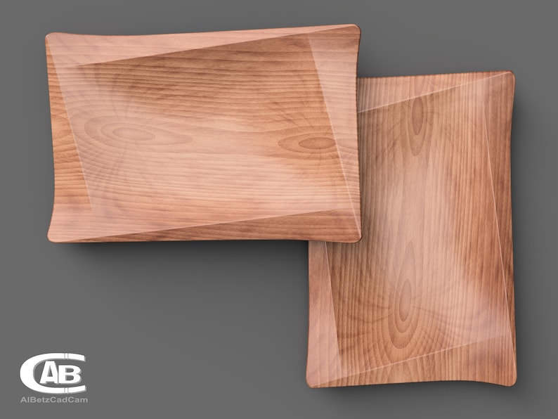 Elegant Wooden Bowl – Rectangular Design – Unique 3D Model for CNC & 3D Printing
