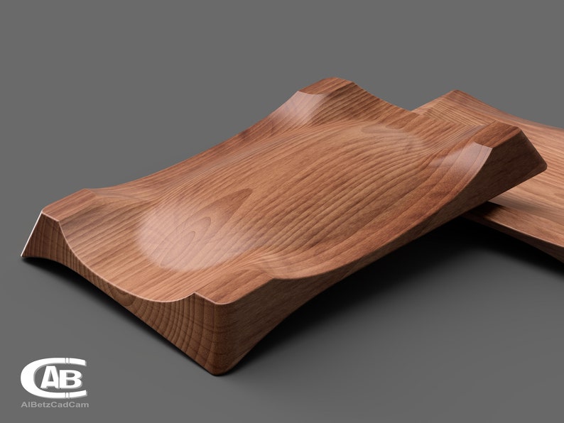 Elegant Wooden Bowl – Rectangular Design – Unique 3D Model for CNC & 3D Printing
