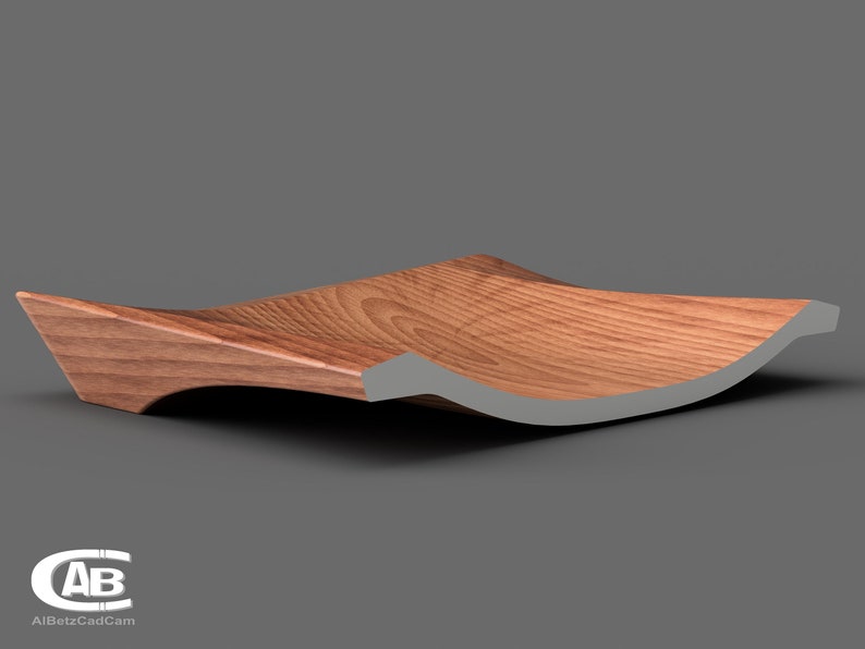 Elegant Wooden Bowl – Rectangular Design – Unique 3D Model for CNC & 3D Printing
