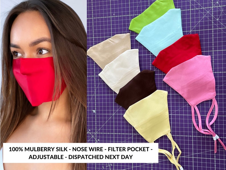 Face Mask, Soft Silk Face Covering, No Fogging Face Mask for Glasses, Wedding Face Mask, Sensitive Skin Face Covering, Washable Mask UK