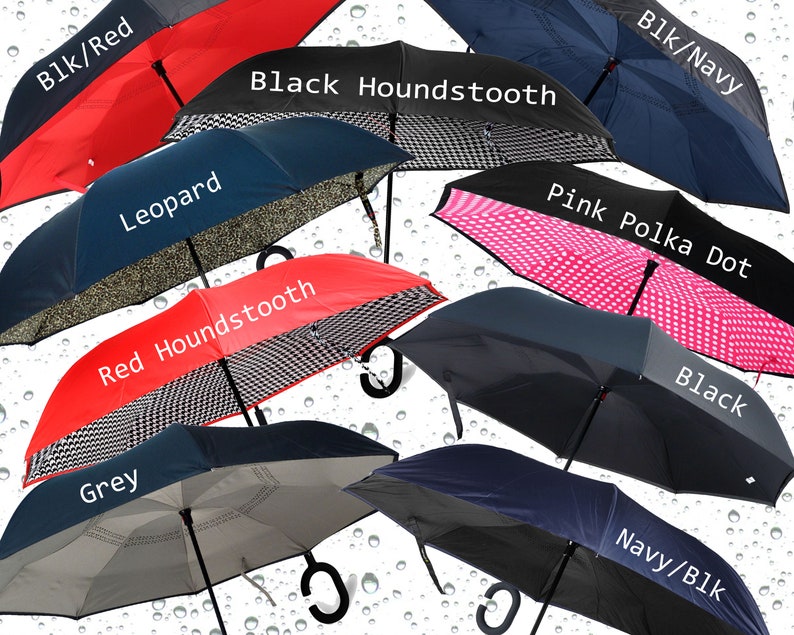 Personalized Inverted Umbrella, Monogram C-Handle, Teacher Gift