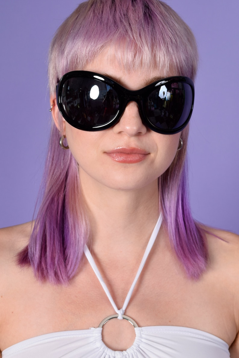 90s Deadstock Bug Eye Sunglasses: Rave Goth Rocker Style