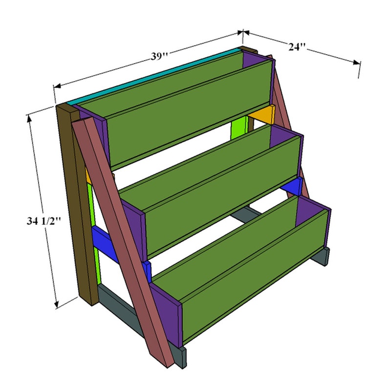 DIY 3-Tier Raised Planter Box Plans: Easy Woodworking Build Project for Garden (PDF Download)
