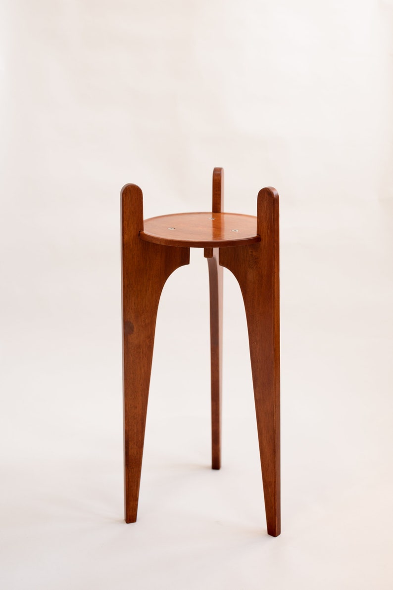 Plant stand, mid-century modern retro classic plant stand, handmade wooden side table, warm wood stain, small table