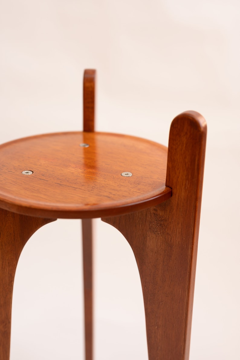 Plant stand, mid-century modern retro classic plant stand, handmade wooden side table, warm wood stain, small table
