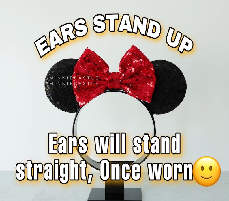 Minnie ears, Baby toddlers Mickey ears, Mouse ears with adjustable elastic headband, Baby Disney ears, Mickey ears, red black Sequin ears