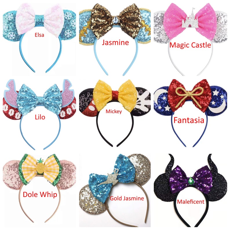 Princess Ears, mouse Ears, Princess headband, Cosplay headband, Shiny Bows Mouse Ears Glitter Party Princess Decoration Cosplay Costume