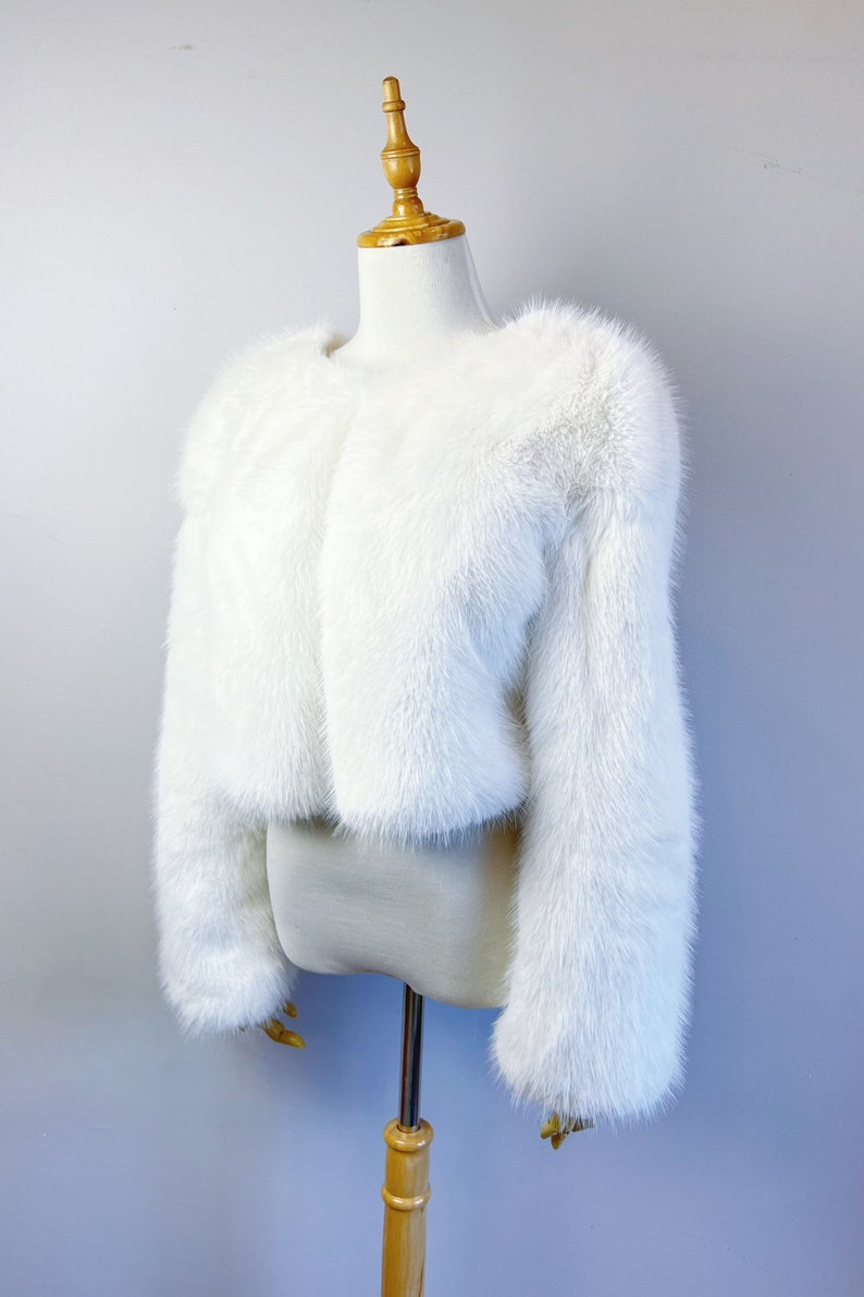 Brown Faux Fur Coat, Brown Fur Jacket, Bridal Fur Coat, Faux Fur Bolero, Winter Fur Coat, White Bridal Jacket, Wedding Jacket (Anna Brw07)
