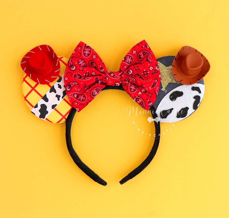Jessie Mouse Ears, Mickey Ears, Toy Minnie Ears, Cowboy Girl Story Mouse Ears, Jessie Hat headband, Characters Ears for Girls, Kids & Adults