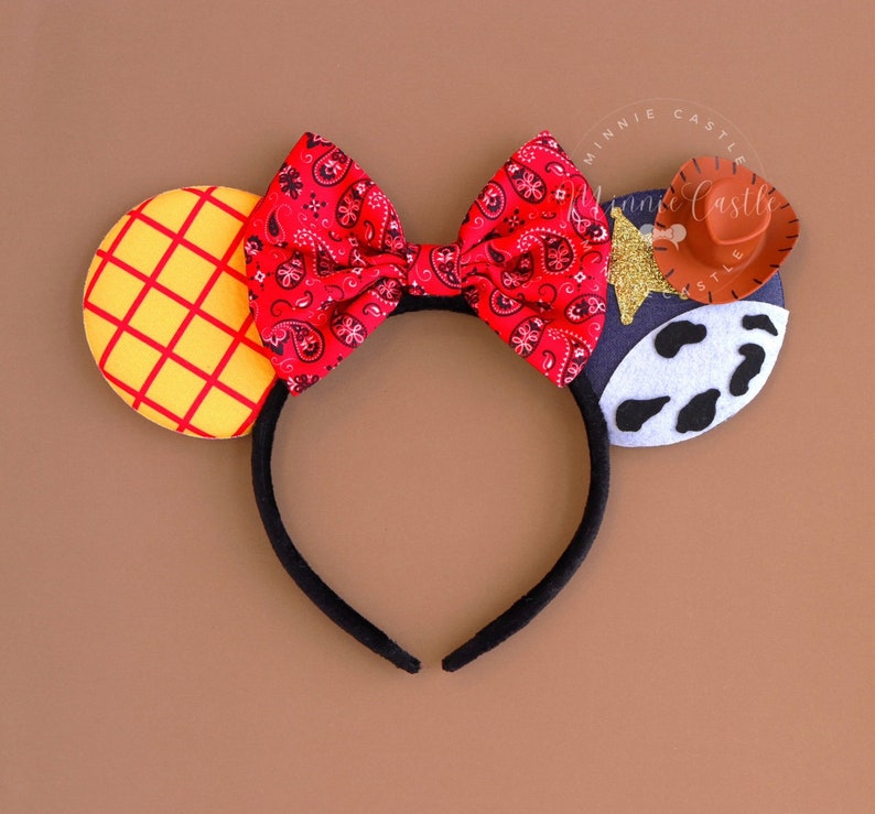 Jessie Mouse Ears, Mickey Ears, Toy Minnie Ears, Cowboy Girl Story Mouse Ears, Jessie Hat headband, Characters Ears for Girls, Kids & Adults