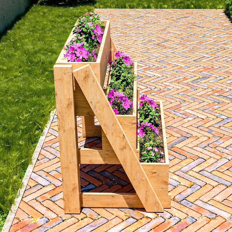 DIY 3-Tier Raised Planter Box Plans: Easy Woodworking Build Project for Garden (PDF Download)
