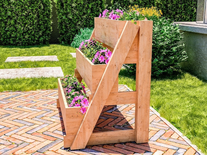 DIY 3-Tier Raised Planter Box Plans: Easy Woodworking Build Project for Garden (PDF Download)
