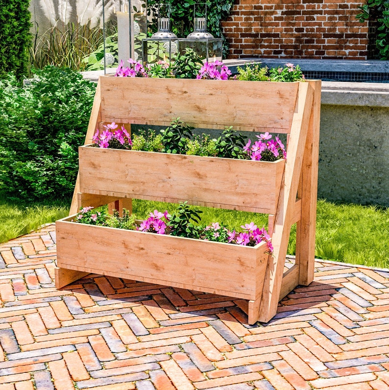 DIY 3-Tier Raised Planter Box Plans: Easy Woodworking Build Project for Garden (PDF Download)
