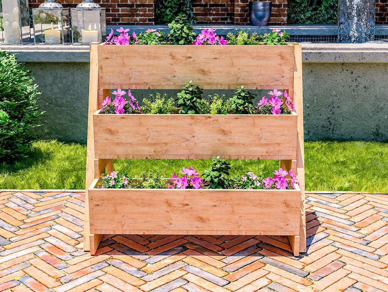 DIY 3-Tier Raised Planter Box Plans: Easy Woodworking Build Project for Garden (PDF Download)
