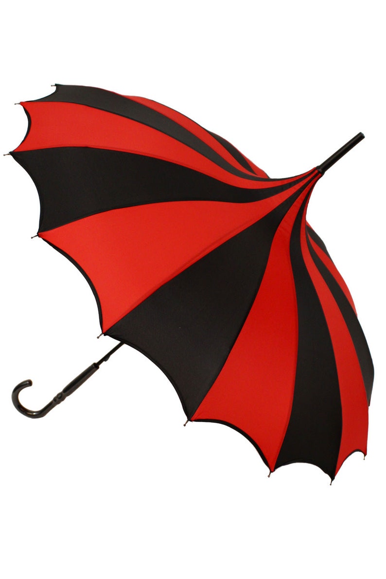 Batwing Pagoda Umbrella Red & Black Gothic Accessory