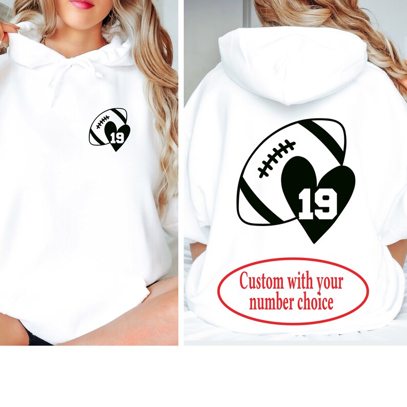 Custom Football Hoodie - Football Mom Hoodie - Football Hoodie - Football with number hoodie - Custom Bella Canvas Hoodie- Love Football
