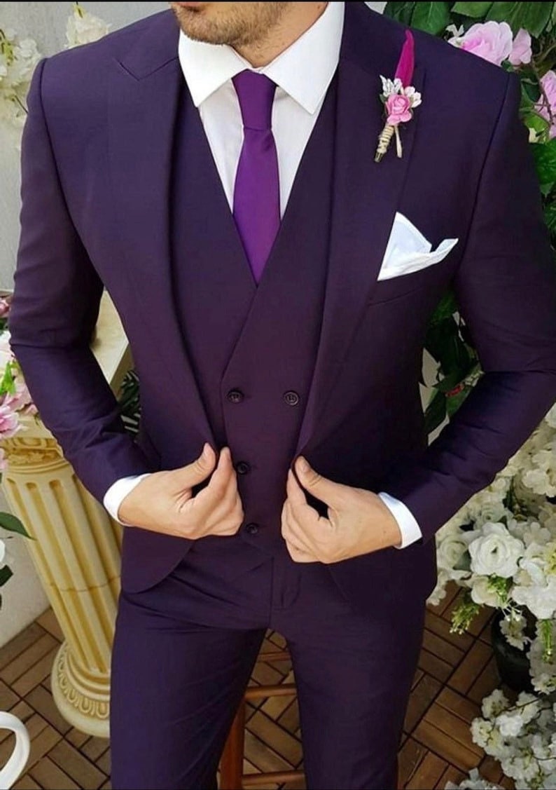 Stylish Designer Three Piece Purple Men Suit for Wedding, Engagement, Anniversary, Prom, wear and Grooms Men Suit Slim Fits, Party wear