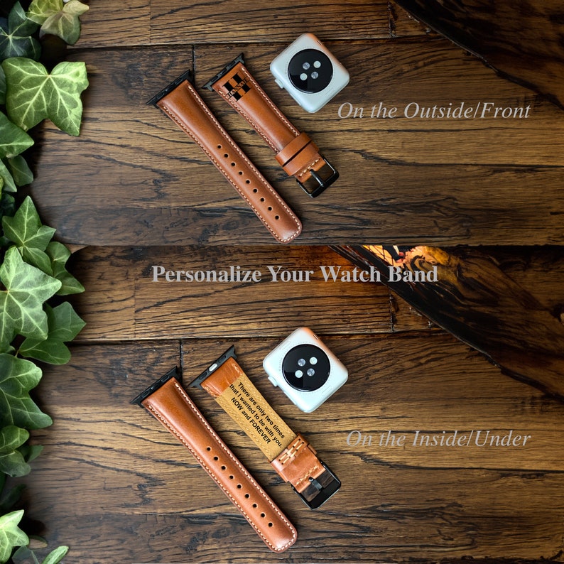 Monogram Leather Apple Watch Band 42mm 44mm 45mm 49mm Man Apple Watch Strap 38mm 40mm 41mm Custom Leather iWatch Band Gift for Him Woman