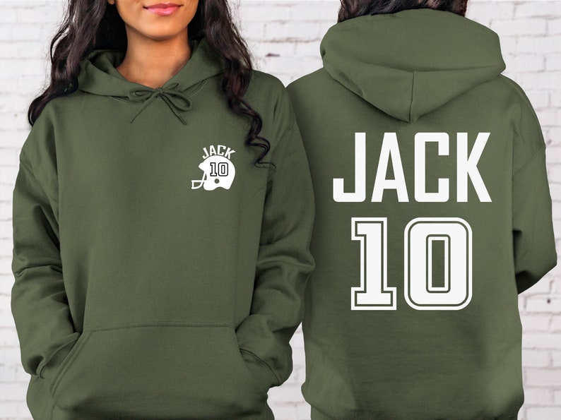 Custom Football Numbers Crew Front and Back Sweatshirt, Football Mom Sweatshirt, Custom Sweatshirt, Personalized Football Helmet Sweatshirt,